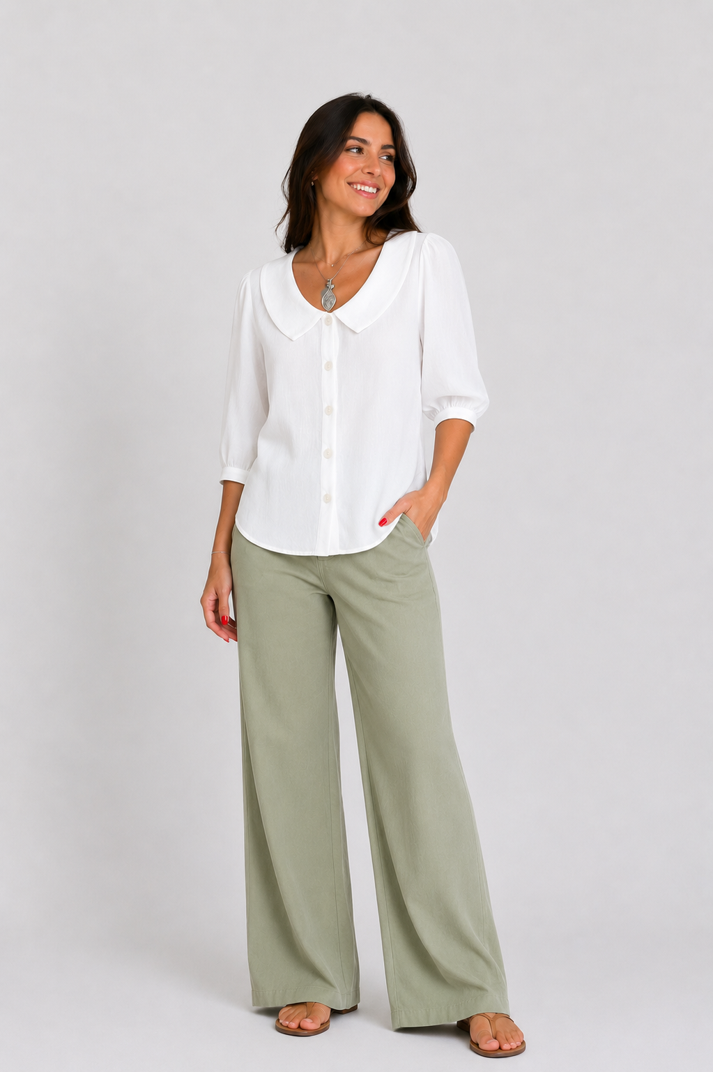 Blusa Casual de Color Liso
