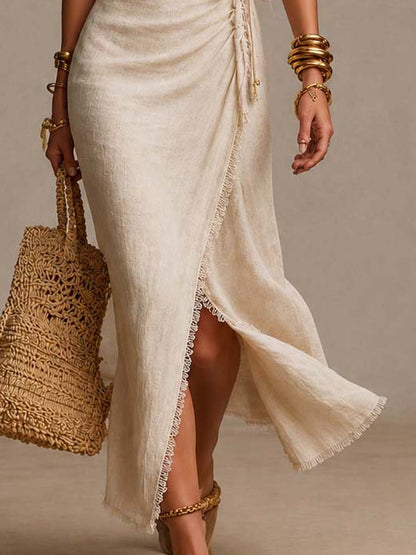 Tess™ | Vestido con diseño cruzado en la parte delantera, volantes y acabado de encaje.