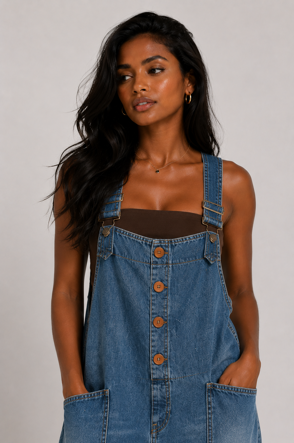 Peto Denim Oversize con Bolsillos