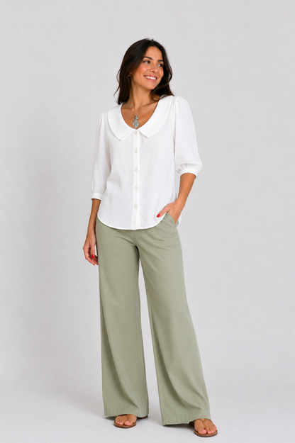 Blusa Casual de Color Liso