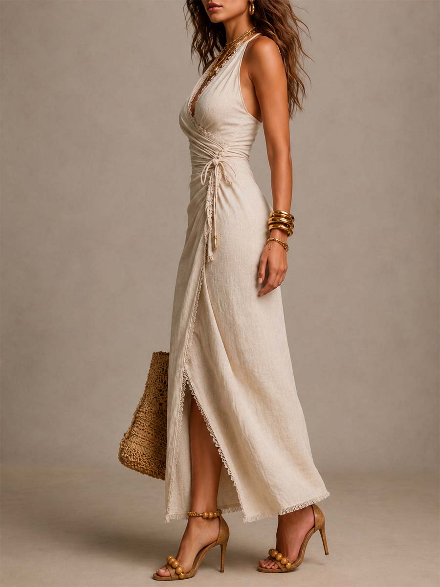 Tess™ | Vestido con diseño cruzado en la parte delantera, volantes y acabado de encaje.