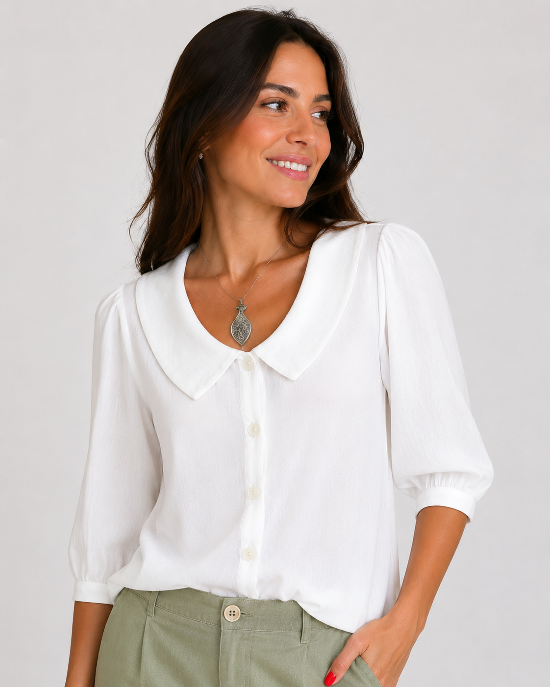 Blusa Casual de Color Liso