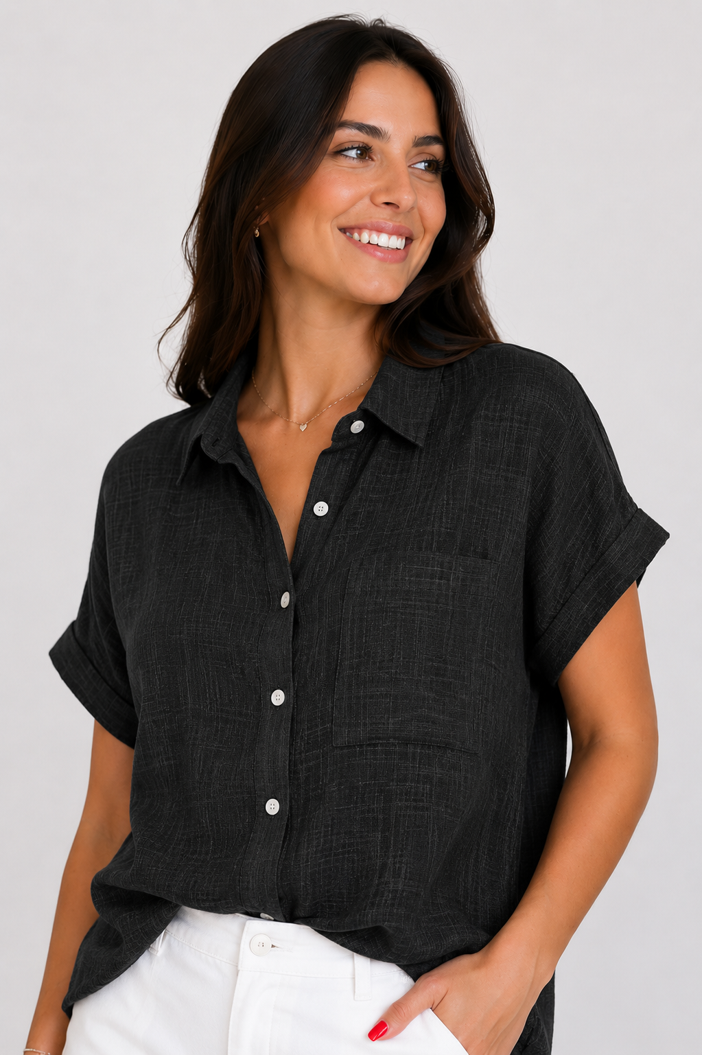 Blusa de algodón y lino de inspiración ligera