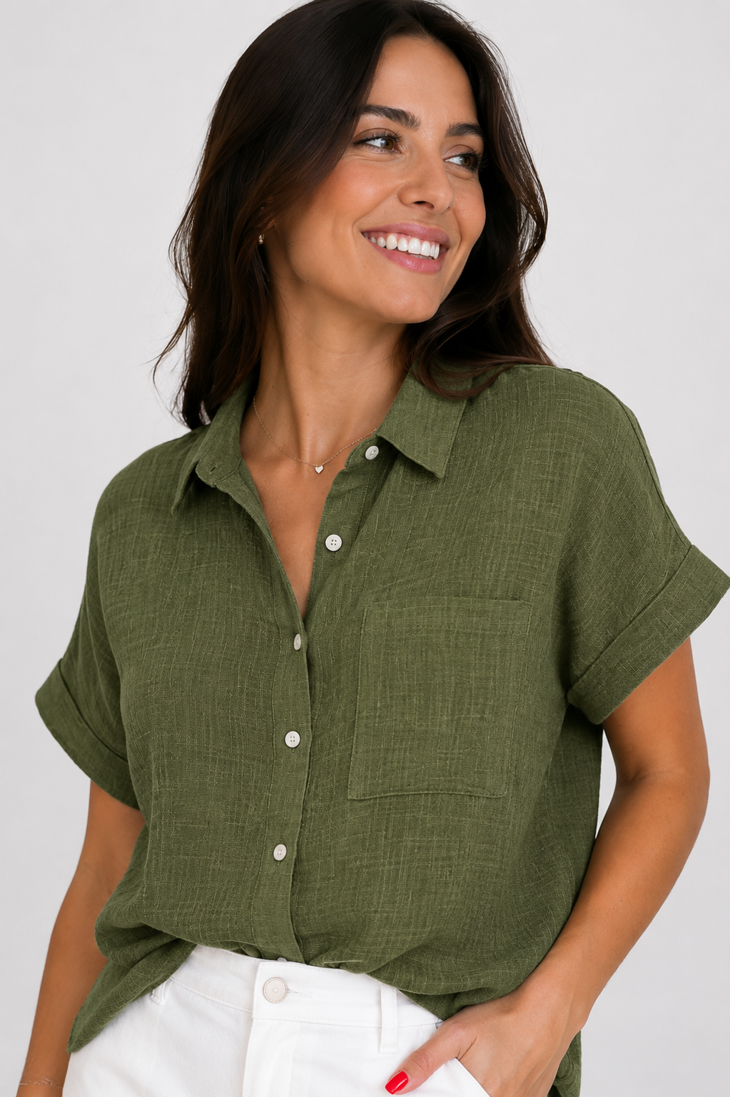 Blusa de algodón y lino de inspiración ligera