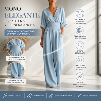 Mono Sofía | Escote en V y Pernera Ancha