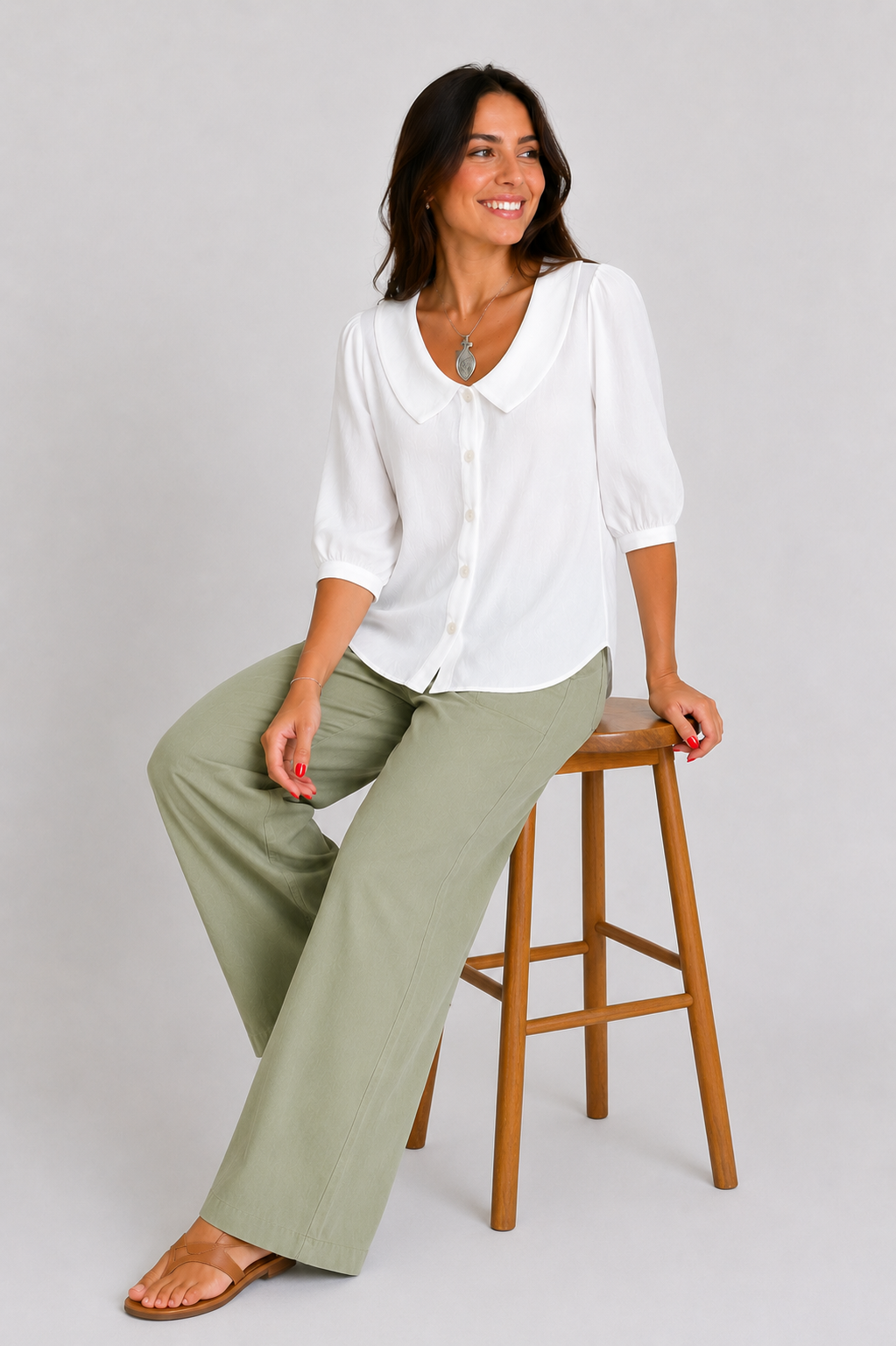Blusa Casual de Color Liso
