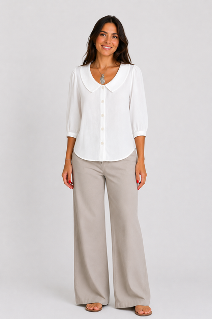 Blusa Casual de Color Liso