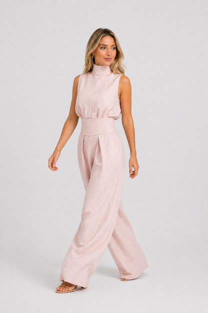 Maria | Conjunto minimalista de top y pantalón ancho de algodón y lino