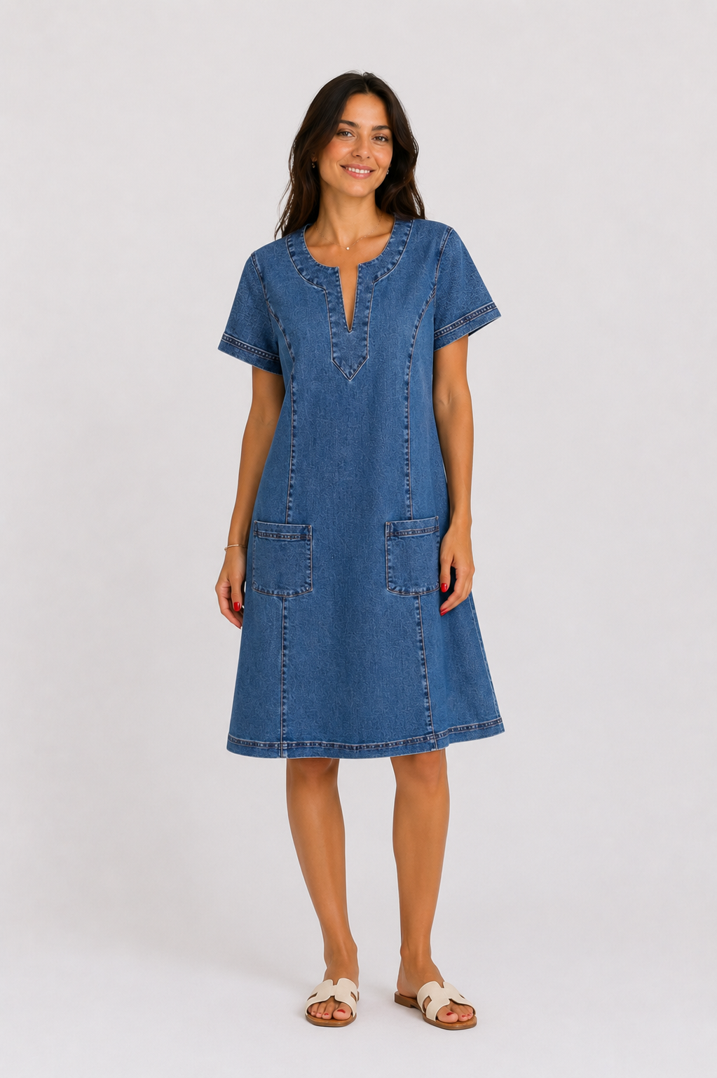 Julia - Vestido vaquero con escote en v